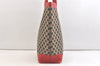 Authentic GUCCI Vintage Hand Tote Bag GG Canvas Leather 0021121 Black Red 2501K