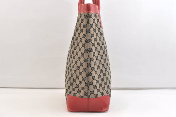 Authentic GUCCI Vintage Hand Tote Bag GG Canvas Leather 0021121 Black Red 2501K