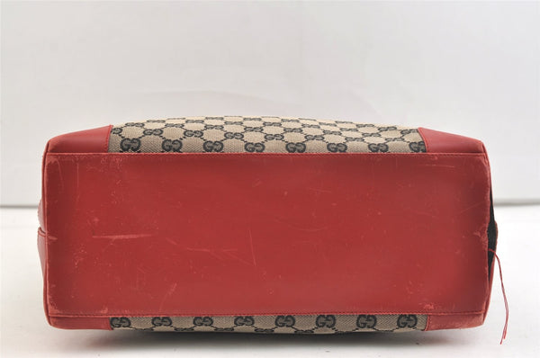Authentic GUCCI Vintage Hand Tote Bag GG Canvas Leather 0021121 Black Red 2501K
