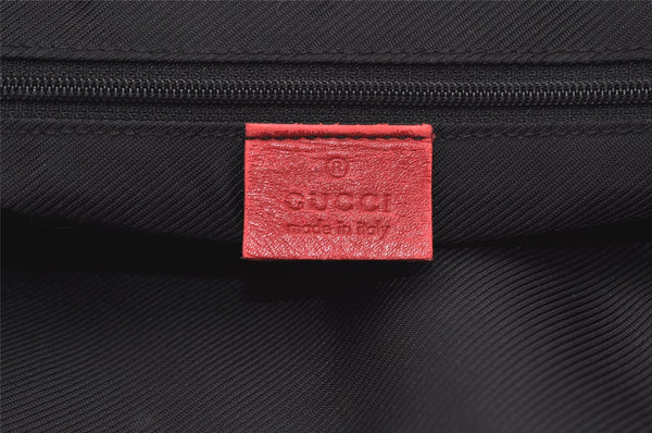 Authentic GUCCI Vintage Hand Tote Bag GG Canvas Leather 0021121 Black Red 2501K
