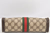 Authentic GUCCI Web Sherry Line Clutch Hand Bag Purse GG PVC Leather Brown 2502K