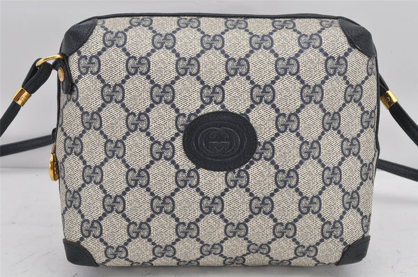 Authentic GUCCI Shoulder Cross Body Bag Purse GG PVC Leather Navy Blue 2503K