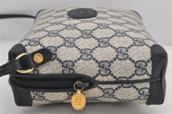 Authentic GUCCI Shoulder Cross Body Bag Purse GG PVC Leather Navy Blue 2503K