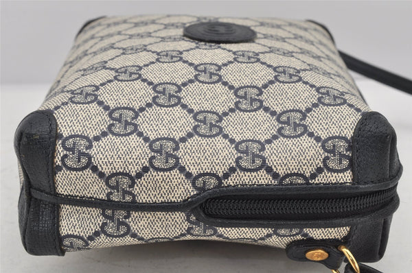 Authentic GUCCI Shoulder Cross Body Bag Purse GG PVC Leather Navy Blue 2503K