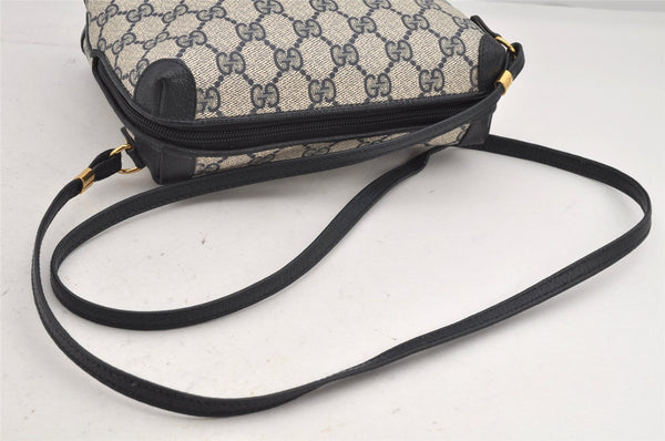 Authentic GUCCI Shoulder Cross Body Bag Purse GG PVC Leather Navy Blue 2503K