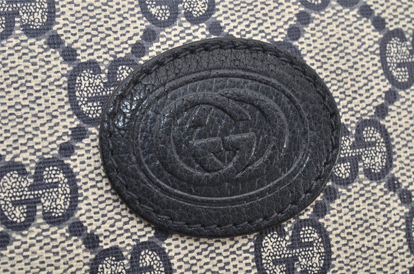 Authentic GUCCI Shoulder Cross Body Bag Purse GG PVC Leather Navy Blue 2503K