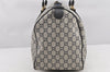 Authentic GUCCI GG Plus PVC Leather Vintage Boston Hand Bag Navy Blue 2504K