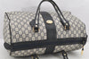 Authentic GUCCI GG Plus PVC Leather Vintage Boston Hand Bag Navy Blue 2504K