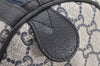Authentic GUCCI GG Plus PVC Leather Vintage Boston Hand Bag Navy Blue 2504K