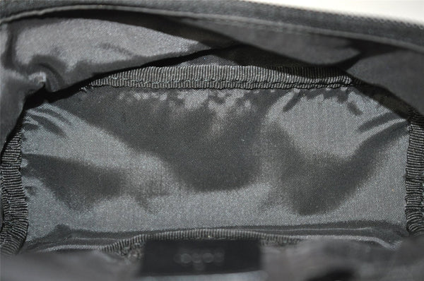 Authentic GUCCI Drawstring Hand Bag Purse Canvas Leather 0391053 Black 2505I