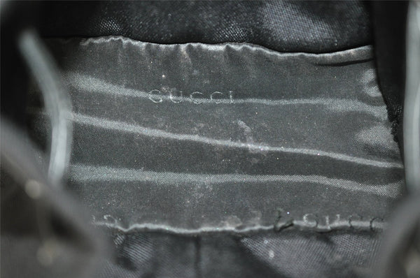 Authentic GUCCI Drawstring Hand Bag Purse Canvas Leather 0391053 Black 2505I