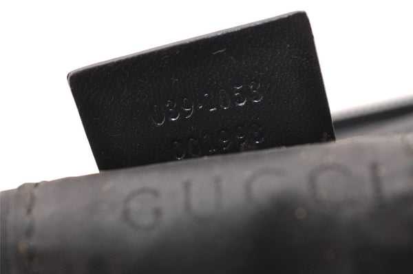 Authentic GUCCI Drawstring Hand Bag Purse Canvas Leather 0391053 Black 2505I