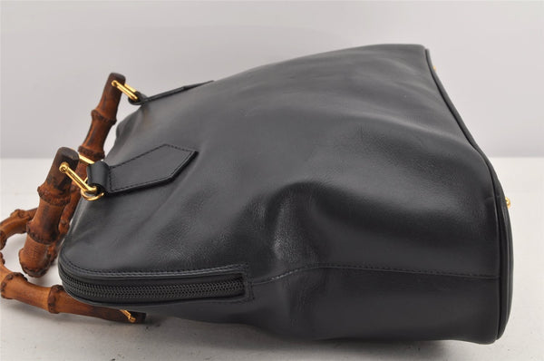 Authentic GUCCI Bamboo 2Way Shoulder Hand Bag Purse Leather Black Junk 2505K