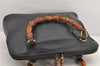 Authentic GUCCI Bamboo 2Way Shoulder Hand Bag Purse Leather Black Junk 2505K