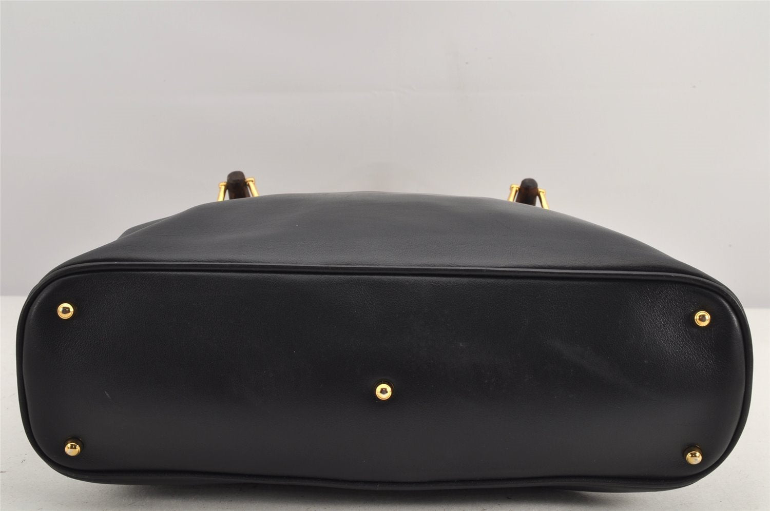 Authentic GUCCI Bamboo 2Way Shoulder Hand Bag Purse Leather Black Junk 2505K