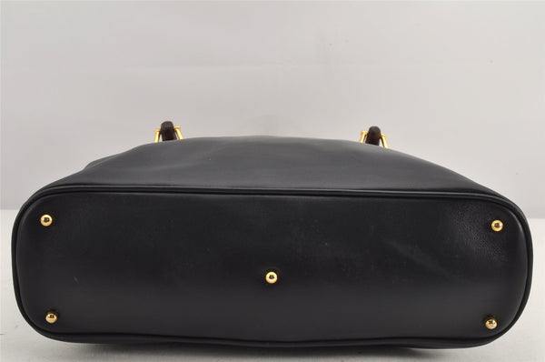 Authentic GUCCI Bamboo 2Way Shoulder Hand Bag Purse Leather Black Junk 2505K