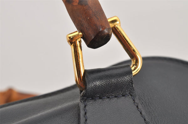 Authentic GUCCI Bamboo 2Way Shoulder Hand Bag Purse Leather Black Junk 2505K