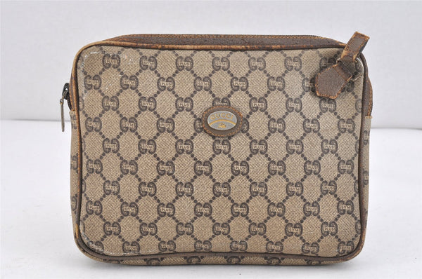 Authentic GUCCI GG Plus PVC Leather Shoulder Bag Purse Brown Junk 2506K