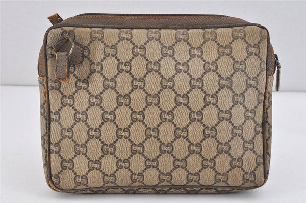 Authentic GUCCI GG Plus PVC Leather Shoulder Bag Purse Brown Junk 2506K