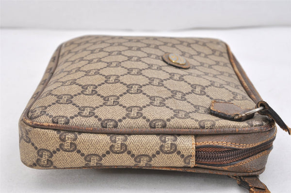Authentic GUCCI GG Plus PVC Leather Shoulder Bag Purse Brown Junk 2506K