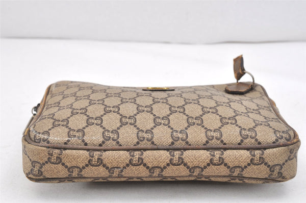 Authentic GUCCI GG Plus PVC Leather Shoulder Bag Purse Brown Junk 2506K