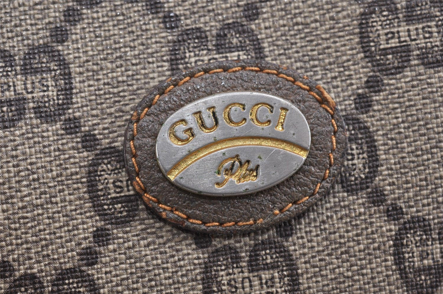 Authentic GUCCI GG Plus PVC Leather Shoulder Bag Purse Brown Junk 2506K