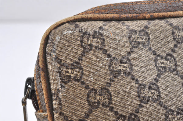 Authentic GUCCI GG Plus PVC Leather Shoulder Bag Purse Brown Junk 2506K