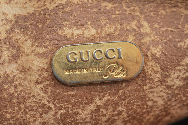 Authentic GUCCI GG Plus PVC Leather Shoulder Bag Purse Brown Junk 2506K