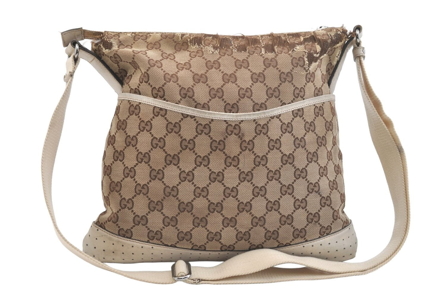 Authentic GUCCI Shoulder Cross Body Bag GG Canvas Leather 145857 Brown 2507K