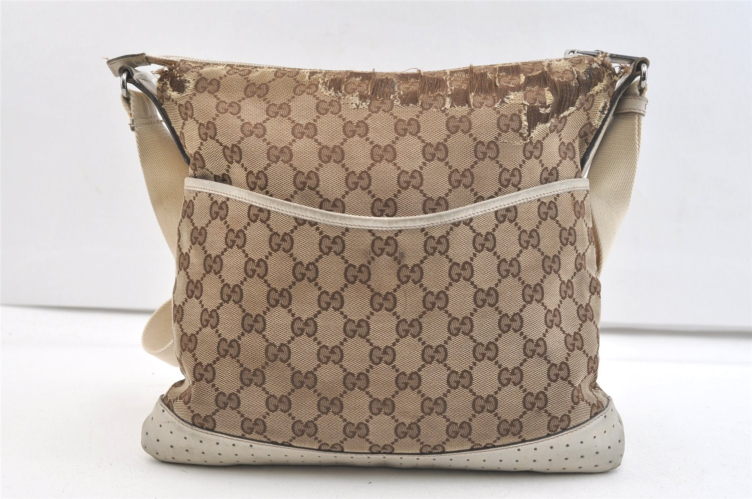 Authentic GUCCI Shoulder Cross Body Bag GG Canvas Leather 145857 Brown 2507K