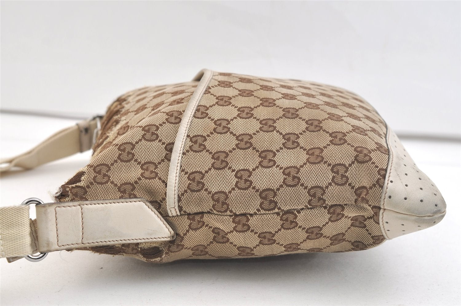 Authentic GUCCI Shoulder Cross Body Bag GG Canvas Leather 145857 Brown 2507K