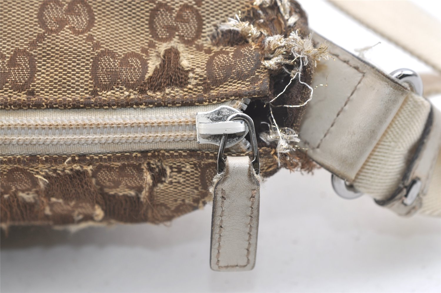 Authentic GUCCI Shoulder Cross Body Bag GG Canvas Leather 145857 Brown 2507K