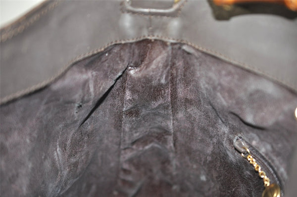 Authentic GUCCI Bamboo 2Way Shoulder Hand Bag Purse Suede Leather Brown 2508I