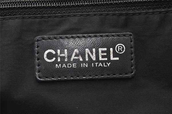 Authentic CHANEL New Travel Line Shoulder Tote Bag Nylon Leather Black 2509J