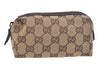 Authentic GUCCI Vintage Pouch Purse GG Canvas Leather 29596 Brown 2509K