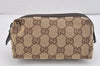 Authentic GUCCI Vintage Pouch Purse GG Canvas Leather 29596 Brown 2509K