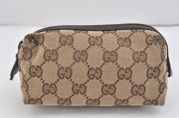 Authentic GUCCI Vintage Pouch Purse GG Canvas Leather 29596 Brown 2509K