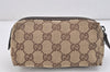 Authentic GUCCI Vintage Pouch Purse GG Canvas Leather 29596 Brown 2509K