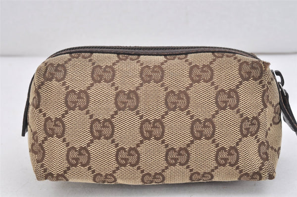Authentic GUCCI Vintage Pouch Purse GG Canvas Leather 29596 Brown 2509K