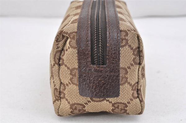 Authentic GUCCI Vintage Pouch Purse GG Canvas Leather 29596 Brown 2509K