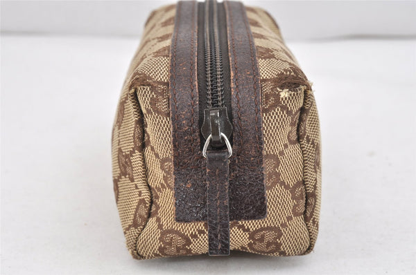 Authentic GUCCI Vintage Pouch Purse GG Canvas Leather 29596 Brown 2509K