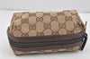 Authentic GUCCI Vintage Pouch Purse GG Canvas Leather 29596 Brown 2509K