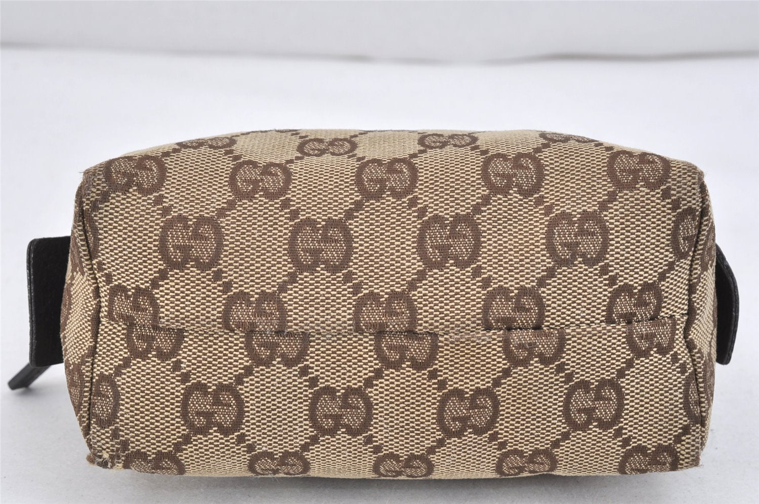 Authentic GUCCI Vintage Pouch Purse GG Canvas Leather 29596 Brown 2509K