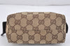 Authentic GUCCI Vintage Pouch Purse GG Canvas Leather 29596 Brown 2509K