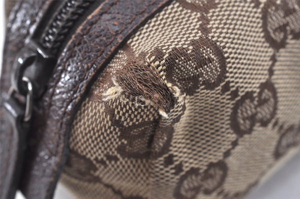 Authentic GUCCI Vintage Pouch Purse GG Canvas Leather 29596 Brown 2509K