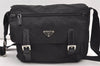 Authentic PRADA Nylon Tessuto Leather Shoulder Cross Body Bag BT6671 Black 2510J