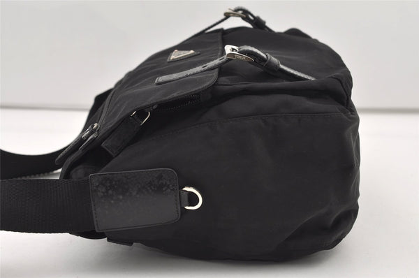 Authentic PRADA Nylon Tessuto Leather Shoulder Cross Body Bag BT6671 Black 2510J