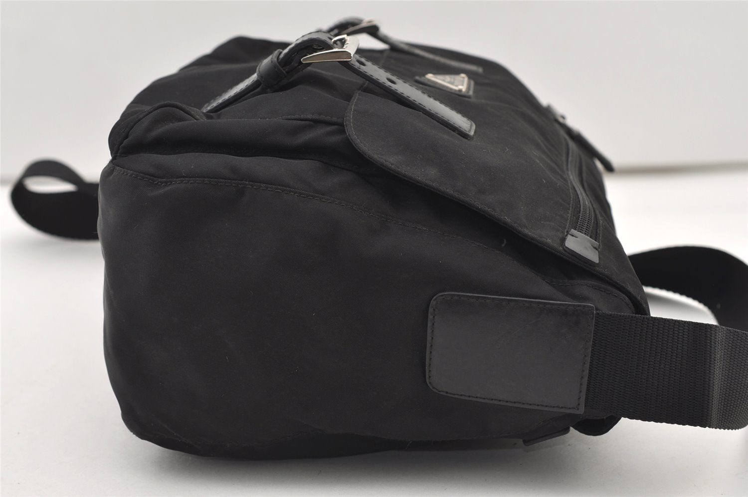Authentic PRADA Nylon Tessuto Leather Shoulder Cross Body Bag BT6671 Black 2510J