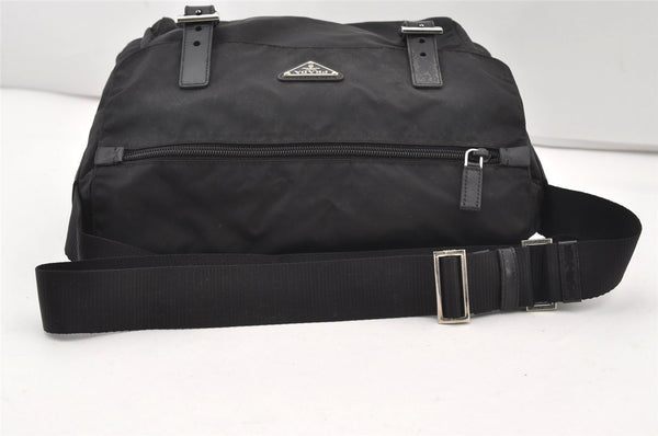 Authentic PRADA Nylon Tessuto Leather Shoulder Cross Body Bag BT6671 Black 2510J