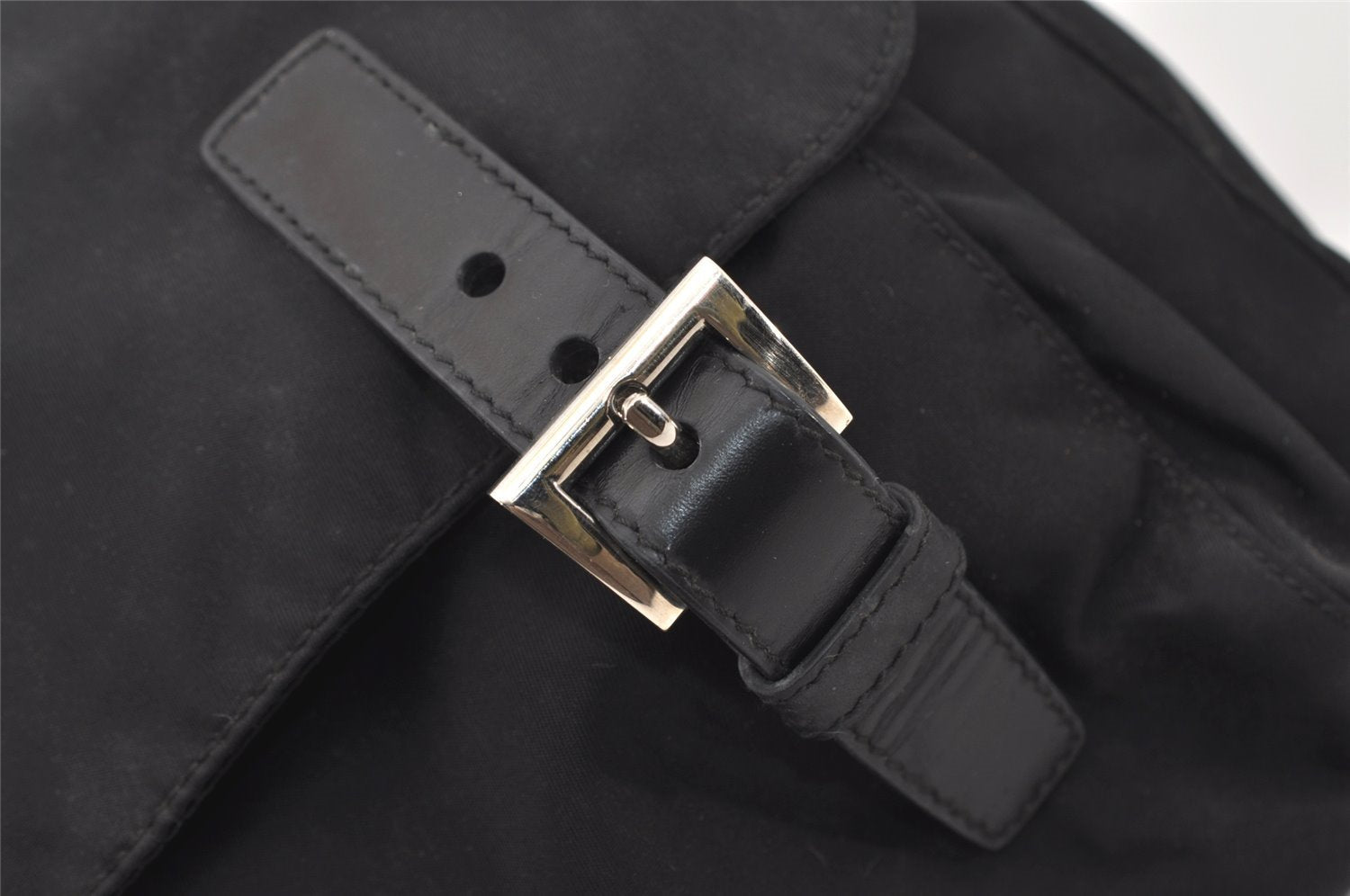 Authentic PRADA Nylon Tessuto Leather Shoulder Cross Body Bag BT6671 Black 2510J